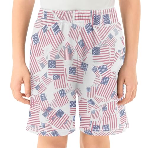 CHIFIGNO Flags School Boys Thick Summer Clothes Boys Shorts with Pockets with Pockets XS2