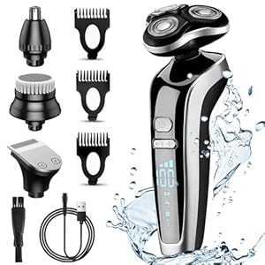 Anluomania Elektrorasierer, Rasierer Herren Elektrisch 4-in-1, Trimmer Bartschneider Wiederaufladbar Nass- und Trockenrasierer mit LED Anzeige Reiseschloss Haarschneider Nasenhaarschneider