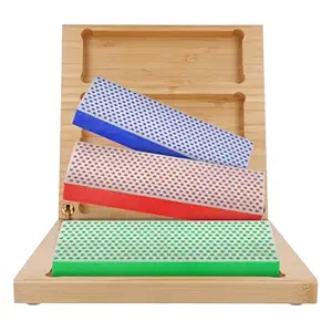 DMT W6EFC Three 6-Inch Diamond Whetstone Models in Hard Wood Box