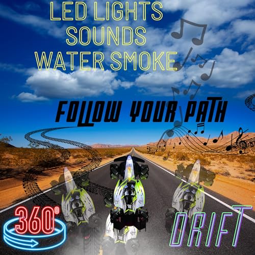 Image of Formula Drift Car with Smoke, LED Lights, 360 Rotation, and Sound with Ultimate Drifting Experience 14 inchx7 inch (Green)
