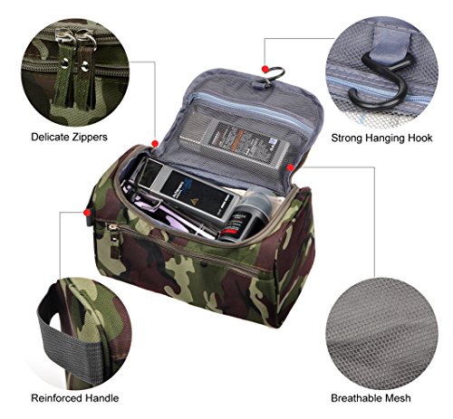Vercord Mens Toiletry Bag Wash Travel Small Shaving Dop Kit Shower Bathroom Ditty Hygiene Bag Camo Dark Green4