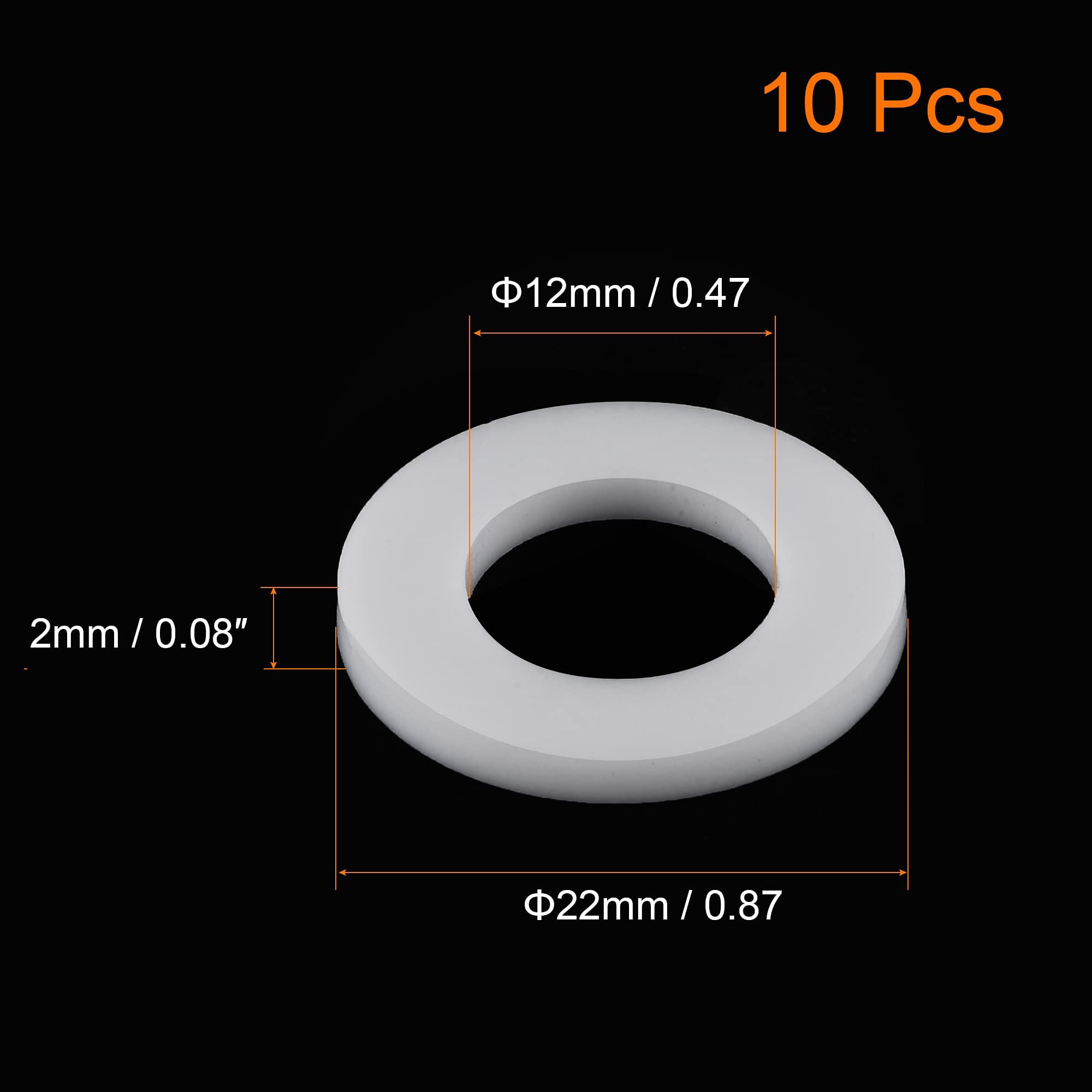 TOP-VIGOR 10Pcs PTFE Flat Washers 22mm OD 12mm ID 2mm Thickness Sealing Gasket Flange Gasket for Faucet Pipe Water Hose White - Image 2