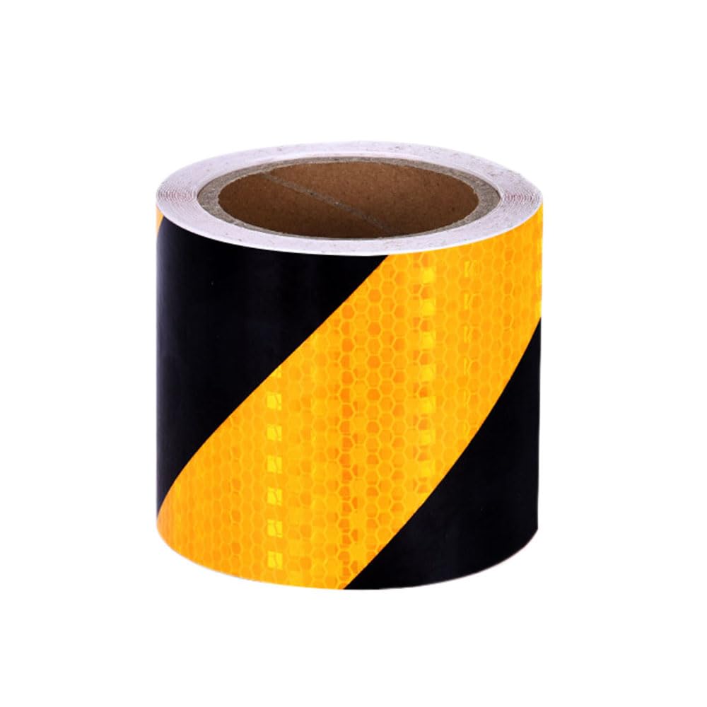 Cinta Reflectante, Cinta Reflectante Impermeable de 10 CM x 10 M Cinta de Advertencia Autoadhesiva Cinta de Seguridad Llamativa Cinta de Advertencia para vehículos, automóviles - Amarillo y Negro