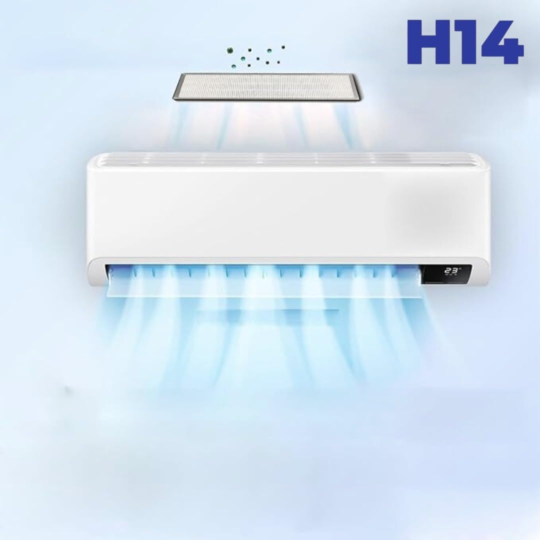 H14® AC Filter (Pack of 2) – Convert Any Split AC into Air Purifier – H14 HEPA Grade Filters for PM2.5, Dust, Allergens, Smoke & Germs – Compatible with All Standard AC Units (2 HEPA) 1