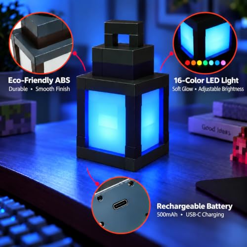 Image of Pixelated Lantern Night Light, 16 Colors, Rechargeable with Remote