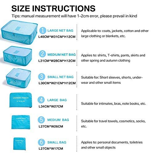 Image of Nylon AACHEN Packing Cubes for Travel Luggage Organiser Bag Compression Pouches Clothes Suitcase, Packing Organizers Storage Bags for Travel Accessories (Wine Red, 6 pcs)
