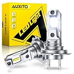AUXITO H7 LED Headlight Bulb- 600% Brighter, 6500K Bright White, 1:1 Halogen Size, Plug & Play H7 Headlight Bulb, 60,000 Hours Lifespan, Pack of 2