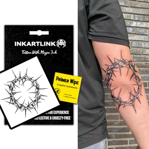 INKARTLINK Semi Permanent Tattoos,Halloween temporary tattoo, party tattoos, realistic, waterproof, cruelty-free, non-reflective (Crown of Thorns)