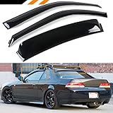 Rear Window Roof Visor + Rain Guard Door Visor Compatible with 1997-2001 5th Generation Honda Prelude