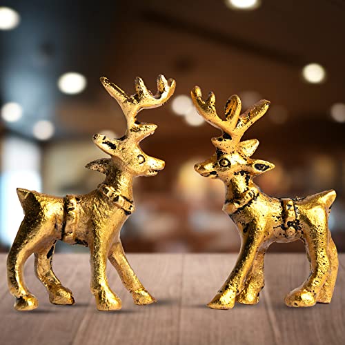 Wonder Care Standing Reindeer Figurines for Christmas Decorations Home Decorations for Living Room Christmas Table Decor & Decor for Shelves (Golden) - Image 4