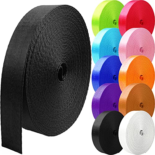 Grosun 10 Yards Nylon Webbing 1 inch 1.5 inch 2 inch Webbing Nylon Strap Backpack Straps Belt, 10 25 50 3.3 Yards Webbing (Black, 1 inch)