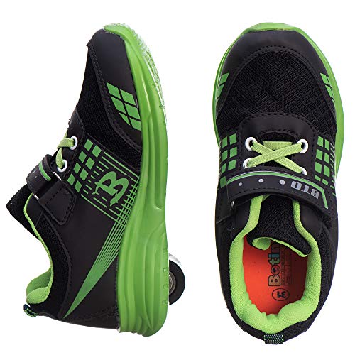 Tênis Infantil Masculino De Rodinha - AS210 Cor:Preto-Verde Fixador;Tamanho:29