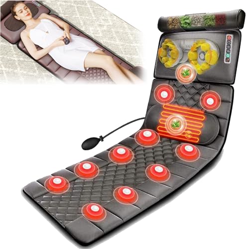 Esterilla de masaje de cuerpo completo plegable con calor, cama de masaje de espalda con 10 motores vibratorios, esterilla de masaje para cuello, espalda, zona lumbar y piernas, relajación muscul