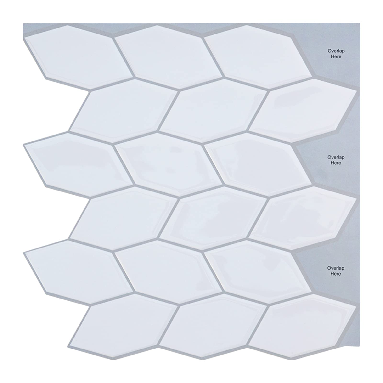 HOMEARTPeel and Stick Tile Backsplash, White Vinyl 3D Self-Adhesive Wall Tile Stickers for Kitchen Bathroom (10"x10", 10 Sheets)