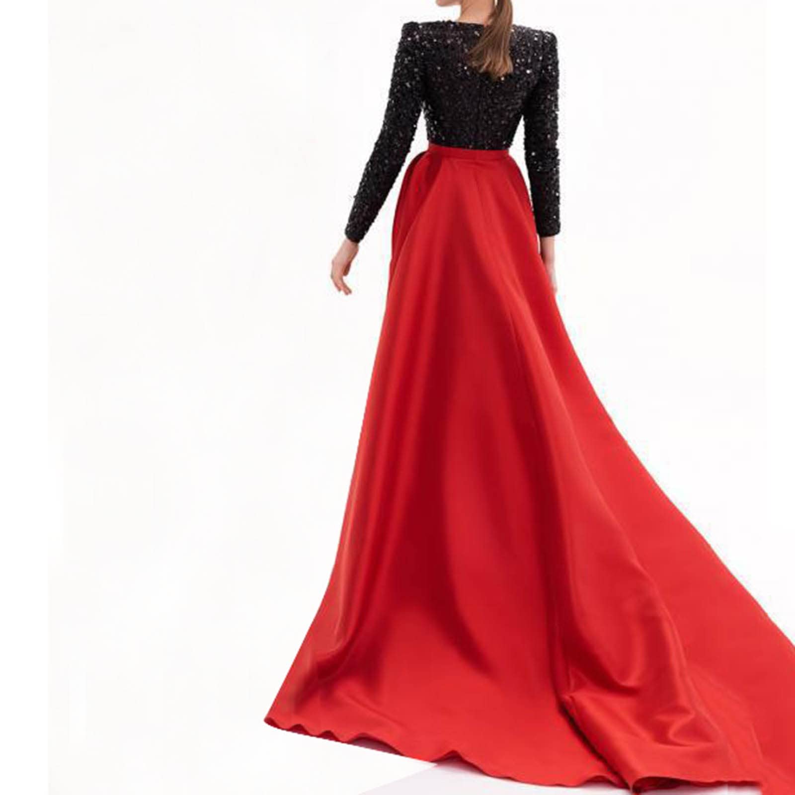 Autunno e Inverno Donna Paillettes Scollo a V Maniche Lunghe Spacco Abito Da Sposa Ignite Plus Size Abiti