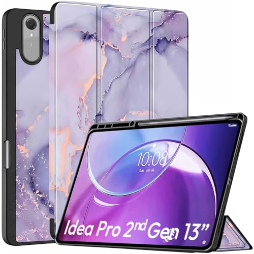 Image of ProElite Cover for Lenovo Idea tab Pro 2nd Gen 13 inch 2026 case Cover [with Pen Holder], Soft Flexible Flip Case Cover for Idea tab Pro 2nd Gen 13 inch 2026 [Recoil Series] - Marble Purple