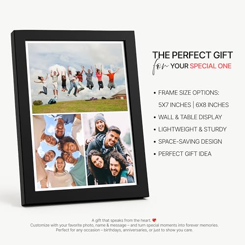 Image of Framekaari Customised Photo Frame | Personalised Gift | Custom 3-Photo Collage | Tabletop & Wall Mount | Room & Home Decor | 16x21 cm (Design-10)