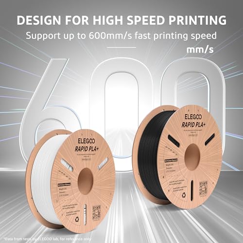 image for ELEGOO Rapid PLA Plus Filament 1.75mm Black 4KG, PLA+ 3D Printer Filam