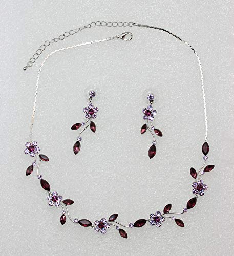 Image of Faship Gorgeous Rhinestone Crystal Floral Necklace Earrings Set