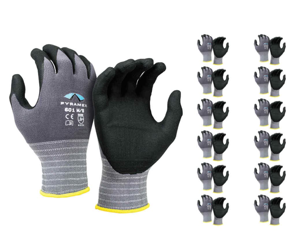 Pyramex Black Corxcel General Purpose Microfoam Nitrile Glove 9 (L) 12 Pairs