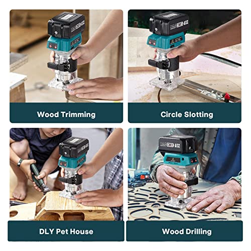 Avhrit Cordless Compact Wood Router, 21V Wood Router Tool with 2PCS 4.0Ah Batteries, Brushless Portable Handheld Palm Routers for Woodworking, Wood Trimmer Cutting with 15 Pieces 1/4" Router Bits Set 7 Avhrit Cordless Compact Wood Router, 21V Wood Router Tool with 2PCS 4.0Ah Batteries, Brushless Portable Handheld Palm Routers for Woodworking, Wood Trimmer Cutting with 15 Pieces 1/4" Router Bits Set - Image 7