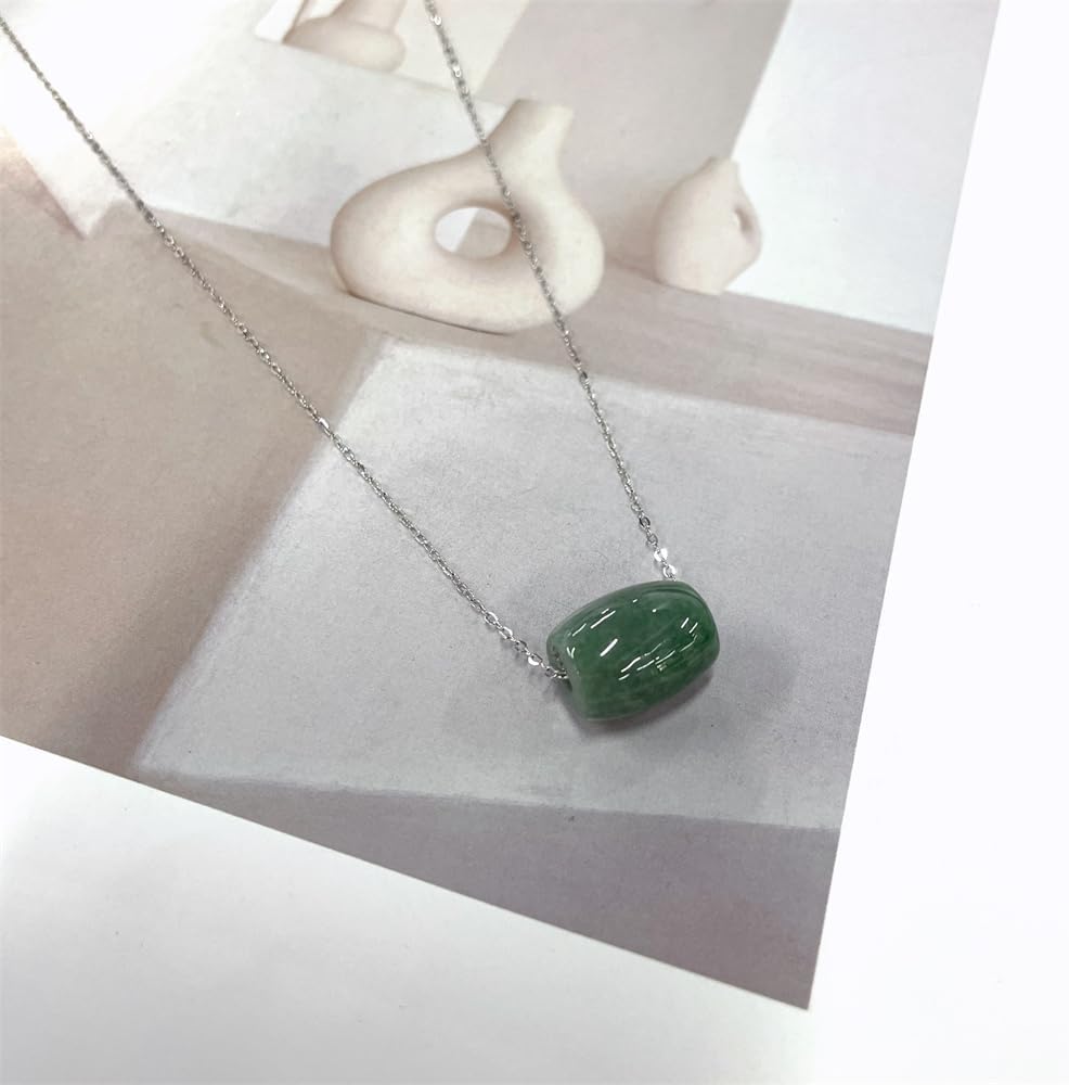 NewZenro Handmade Green Jade Choker Neaklace for Women S925 Sterling Silver Grade a Natural Jadeite Pendant Chain Necklace Hypoallergenic Fashion Jewelry for Her 17'' - Image 3