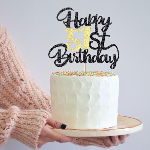 Image of 51st Happy Birthday cake topper happy birthday cake decoration 51st birthday party decoration gift plugin