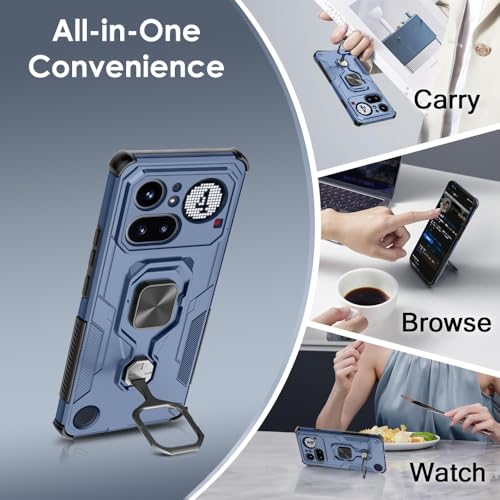 Image of TheGiftKart Tough Armor Bumper Back Case Cover for Nothing Phone 4a Pro 5G | Ring Holder & Kickstand in-Built | 360 Degree Protection Back Case Cover for Nothing Phone 4a Pro 5G (PC & TPU, Black)