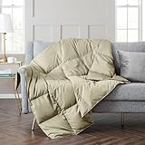 puredown Soft Down Throw Blanket Lightweight Packable Couch Throw for Indoor and Outdoor Use, 50'X70', Beige