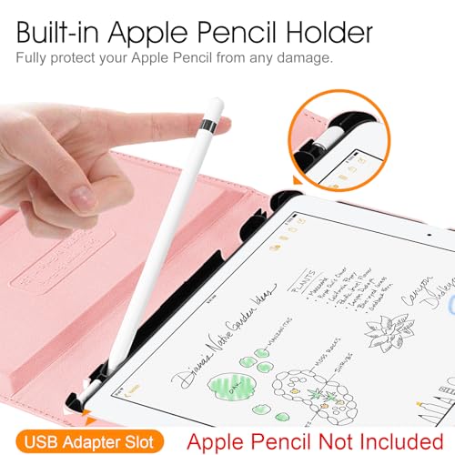 Image of Fintie Rotating Case for iPad 9th Generation (2021) / 8th Generation (2020) / 7th Gen (2019) 10.2 Inch - 360 Degree Rotating Stand Cover with Pencil Holder, Auto Wake Sleep, Pink Cow