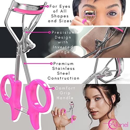 Alluriel Eyelash Curlers Gift Set With Refill Pads – Deluxe Eyelash Curler Kit Complete With Refills & Travel Case, Precision Lash Curler Design For Gorgeous Eyelashes Curled In Seconds, Pink #TOP3