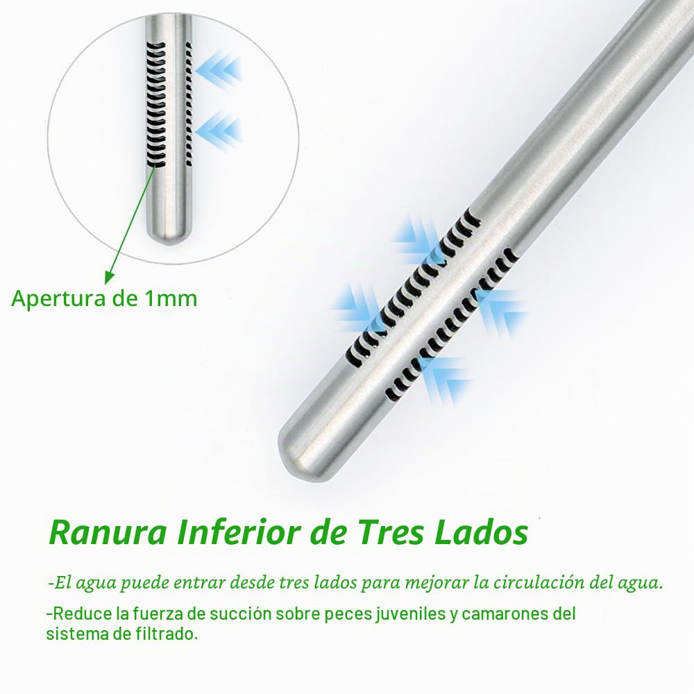 LINLAN Entrada/Salida Lily Pipe Acero Inoxidable 304 con Soporte Mini de Aleación de Aluminio, Salida giratoria 360°, para Manguera Filtro 16mm ID, para Acuarios Sin Marco (16mm)