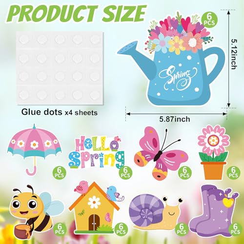 Image of 54 Pcs Spring Flower Cut-Outs Double Printed Paper Flower Decor for Spring Bulletin Board Classroom Decoration (Colorful.54)