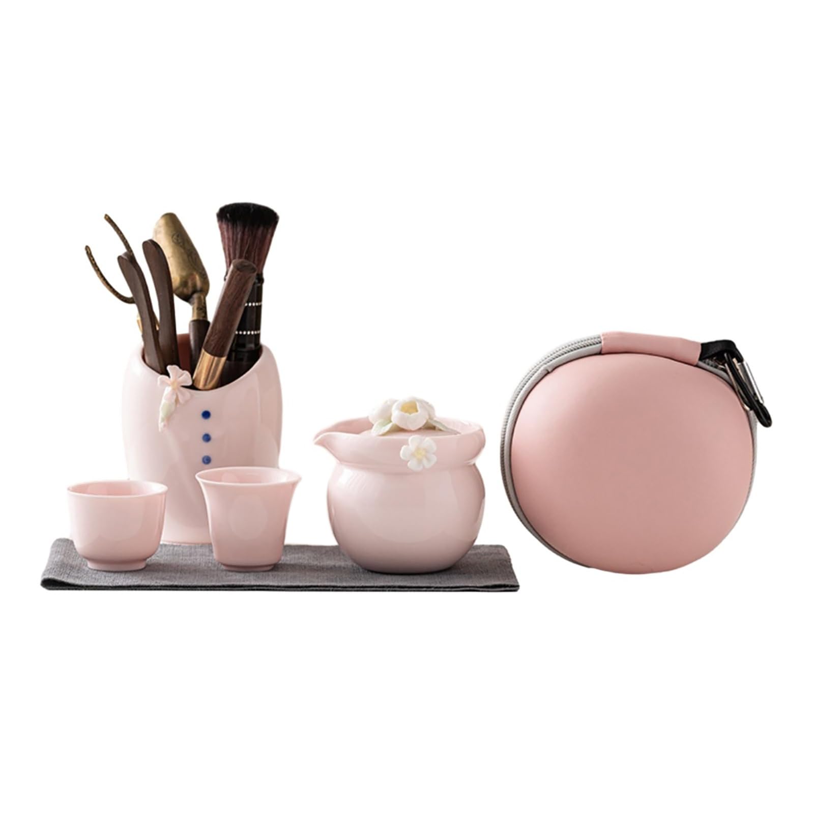 Pinhua ceramiczny zestaw do herbaty na zewnątrz przenośny kubek quik chiński prosty styl zestaw do herbaty w proszku + sześciu dżentelmenów -30-150 ml