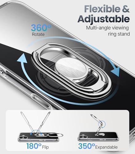 Image of SHIELDS UP for iPhone 17 Back Cover Case with Stand, Phone Case Clear with Double Ring Holder [Adjustable & Foldable] Shockproof Protective Cover for iPhone 17 6.3 inch - Clear