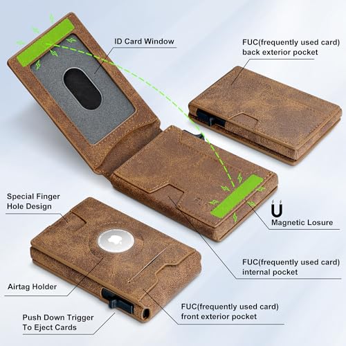 Airtag Wallet, Smart Wallet, Air Tag Wallet for Men, Leather Wallet with Airtag Holder, RFID Pop Up wallet, Credit Card Holder, Wallet for Men Slim Minimalist3