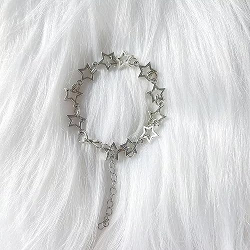 Todu Vintage Punk Y2k Star Chain Bracelets Lightweight Aesthetic Accessories Grunge Cool Couple Friendship Christmas Jewelry For Women(No Pearls)4