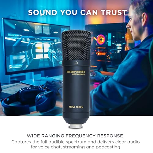 Image of Marantz Professional MPM-1000U USB Condenser Microphone for Gaming, Streaming and Podcasting - Built-In Audio Interface, Desktop Stand, Plug-and-Play, Black