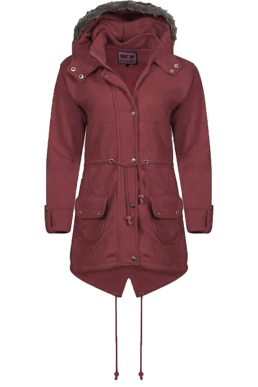 Fashion StarWomens Faur Fux Hooded Long Sleeve Pockets Zip Up Brave Soul Fishtail Padded Parka Jacket