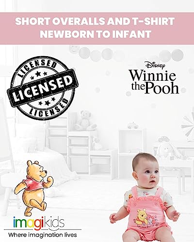 Disney Piglet Winnie the Pooh Infant Baby Girls French Terry Short Overalls and T-Shirt Pink/White 24 Months - image 2
