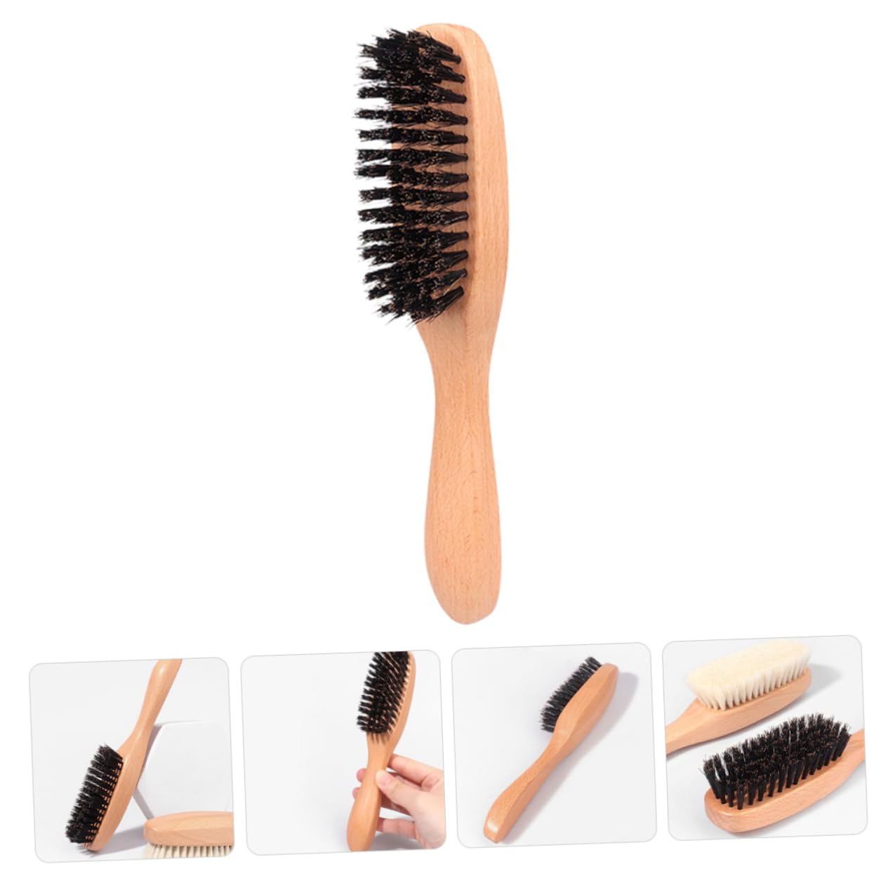 CALLARON Bristle Beard Brush Vegan Men's Beard Grooming Brush Portable Wooden Handle for Home Travel