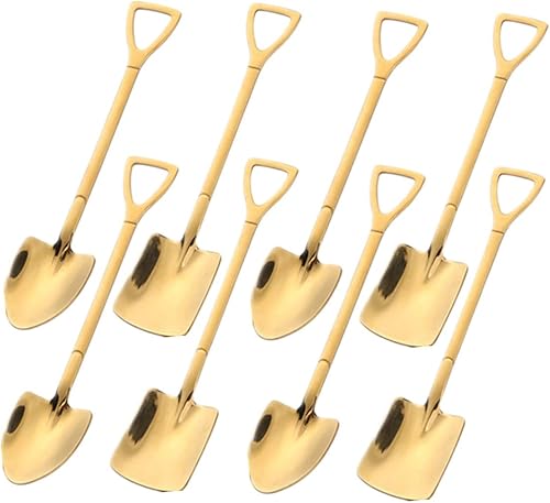 Juego de 8 cucharas doradas para postre de frutas, 8 cucharas de té de acero inoxidable para postre café, helado, pastel de frutas para el hogar,