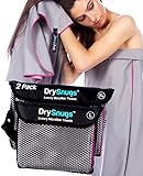DrySnugs - Microfiber Travel Towels (2 PACK - Perfect Size Combo: Lrg & Med) with Carry Pouches - by TravelSnugs