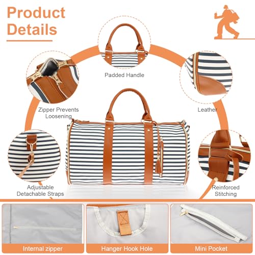 Convertible Duffel Garment Bag, Garment Duffle Bags for Travel, Weekender Bag with Shoe Pouch, Large Carry on Garment Bag for Women, 2 in 1 Hanging Suitcase Suit (Blue)2