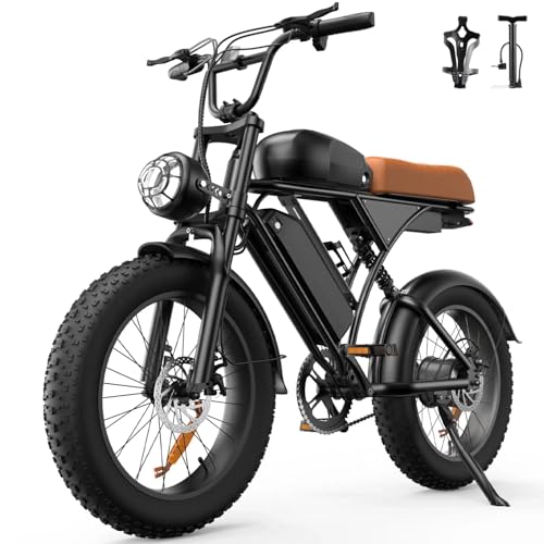 Flydone Electric Bike for Adults 16/20 Fat Tire 1500W 55+ Miles Full Suspension ebikes for Adults Bright Headlight Long Seat 20-28mph Commuting E Bike All-Terrain Electric Dirt Bike for Teens
