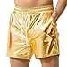 Mens Sexy Shorts Metallic Shiny Sparkly Hot Drawstring Elastic Waist Short Pants with Pockets Fashion Casual Clubwear Gold X-Large