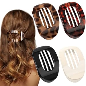 VivaSmile 4 PCS Flat Hair Clips for Women, Curved Design Duckbill Hair Clips for Lying, Driving – Matte Strong Hold Hair Claw Clips for Thin, Thick Hair, Hair Accessories for Women and Girls (Leopard)