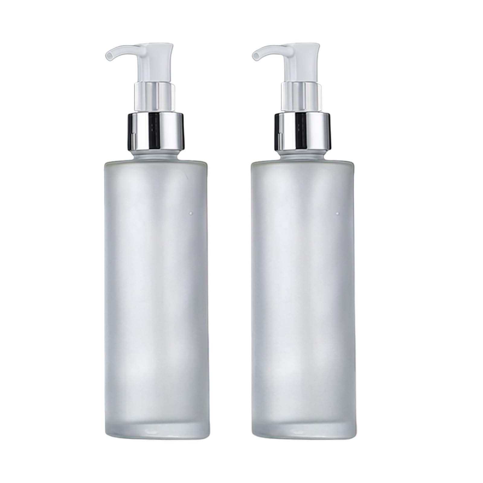 2 flaconi vuoti in vetro smerigliato da 120 ml, dispenser per lozioni, sapone, cosmetici, cosmetici, essenze, oli essenziali, campioni, contenitori per imballaggio, fiale (testa argentata)