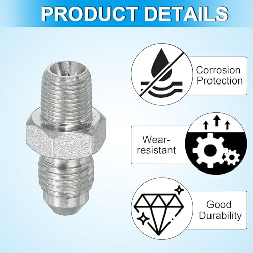 Image of PATIKIL Pipe Adapter Connector 7 /16 inch Male 74 Flare JIC x 1 /8 inch Male R Pipe Fitting Oil Feed Restrictor Fitting Hydraulic Connector for Oil Steam Water Pipelines System