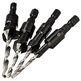 jieGorge Broca avellanadora de vástago hexagonal de cambio rápido de 1/4 pulgadas con llave, 4 piezas, herramientas y mejoras del hogar para el día de Pascua (negro)